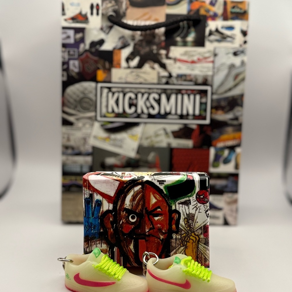 Kicksmini Cream Sneakers with Neon Pink and Green Accents